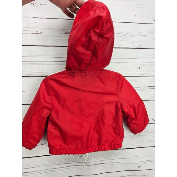 Vintage Girls Red Heart Print Jacket 12 months Hooded Full Zip Retro Outerwear - Picture 8 of 11